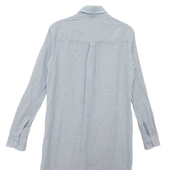 Felicite Maxi Shirtdress Womens 2 Blue Seersucker Stripe Cotton Blend Soft Gauze - Picture 6 of 12